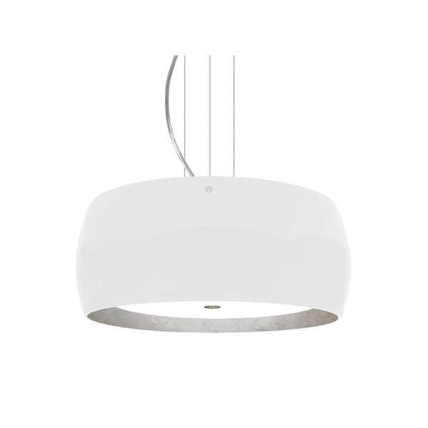Pogo Pendant, White/Inner Silver Foil, Satin Nickel, 3x60W Incandescent, Besa Lighting, Mfr#: 1KV-POGOSF-SN